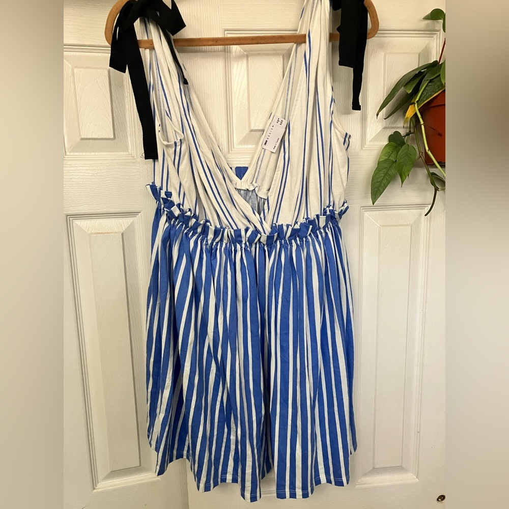 Blue and White Striped Dress